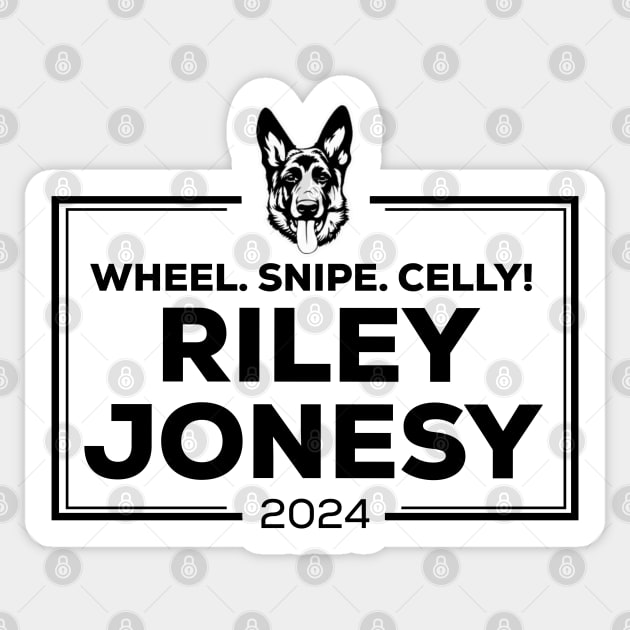 Riley Jonesy 2024 wheel snipe celly - black Sticker by PincGeneral